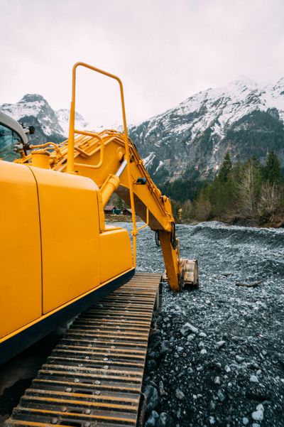 Excavator in Mountains